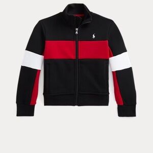 Polo by Ralph Lauren Color-Block Black Red zip front double knit track jacket